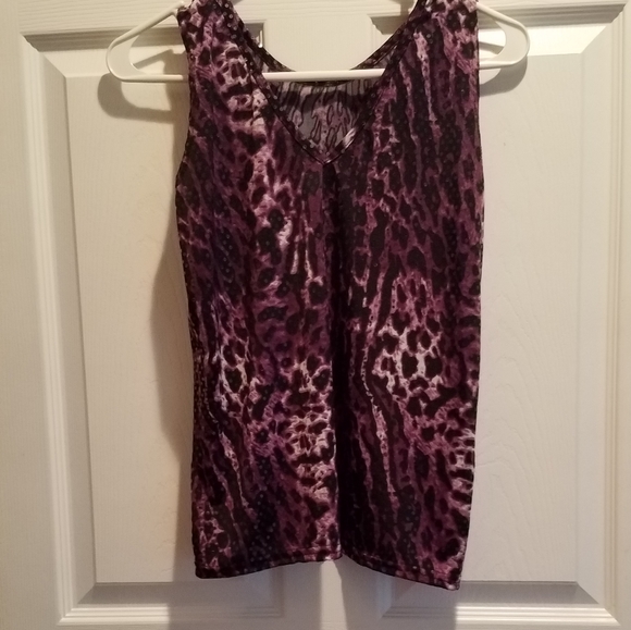 ATOC size small purple leopard print top - Picture 1 of 4